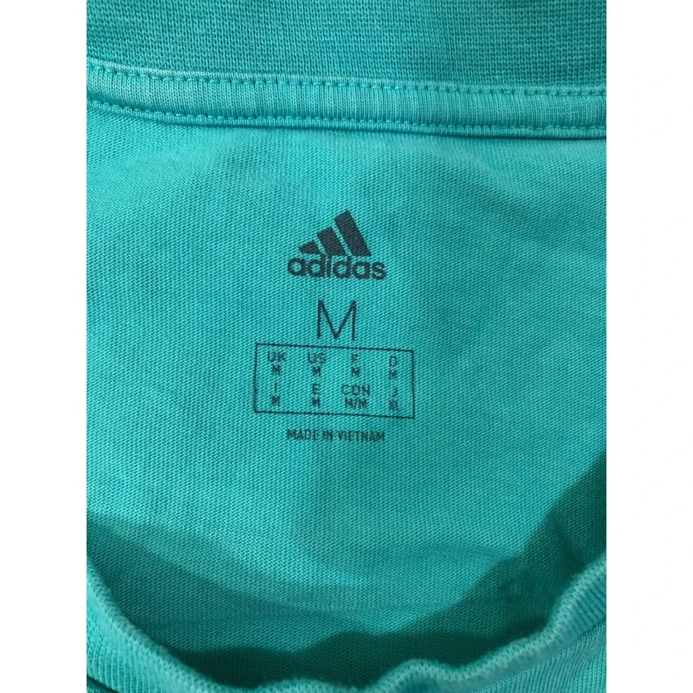 Adidas Men Aqua Teal Short Sleeve‎ T Shirt Logo Graphic Athletic Size Medium